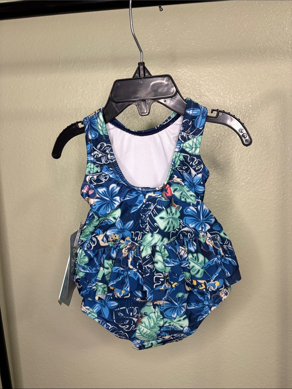 Disney Blue Floral Tropical Ruffle One-Piece Swimsuit